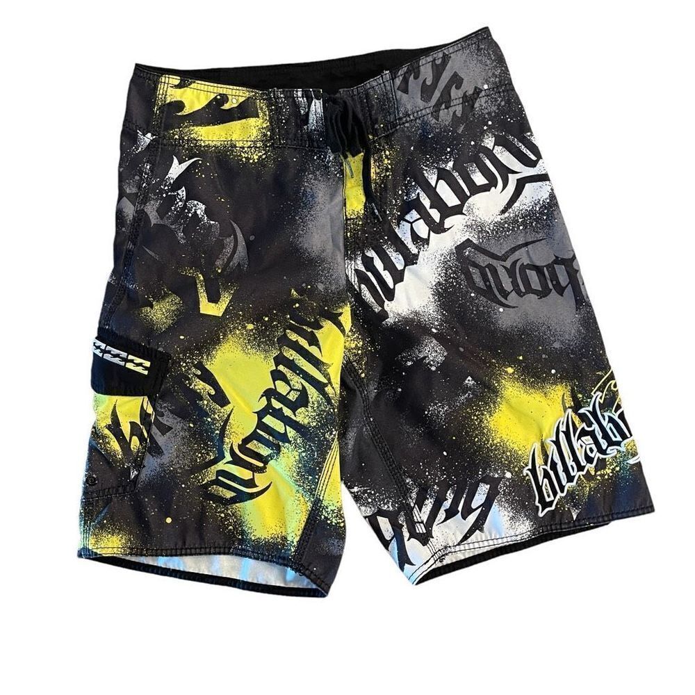 Billabong Mens Boardshorts Printed Mid Length Yellow Black Size 30